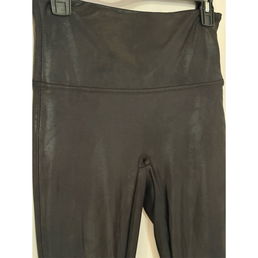 SPANX Faux Leather Leggings Womens Size L Black High Waisted Shaping - Picture 2 of 8